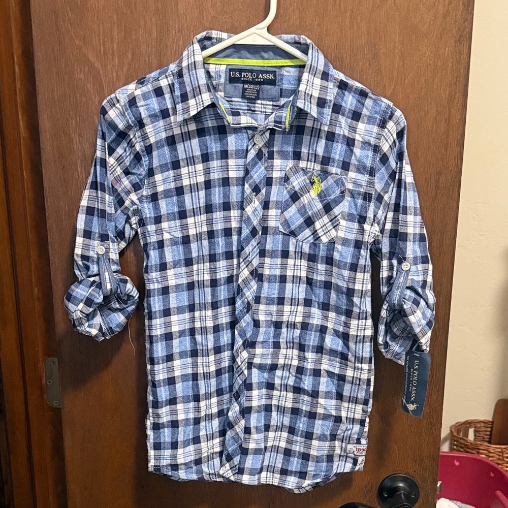 U.S. Polo Assn. Navy and White Checkered Shirt